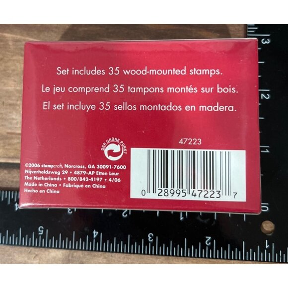 Wood Mounted Alphabet Number Rubber Stamp Set Holiday candy Cane 47223 - Picture 2 of 3